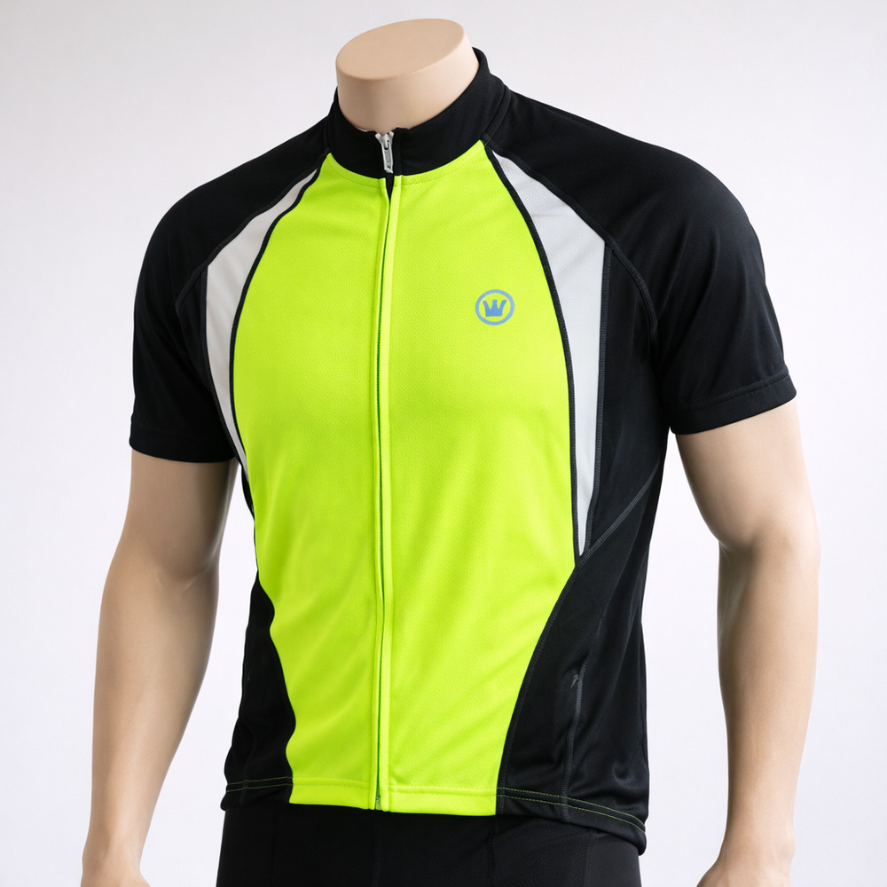 Canari Cycling Jersey Mens Medium Neon Yellow Black Full Zip Road Visibility